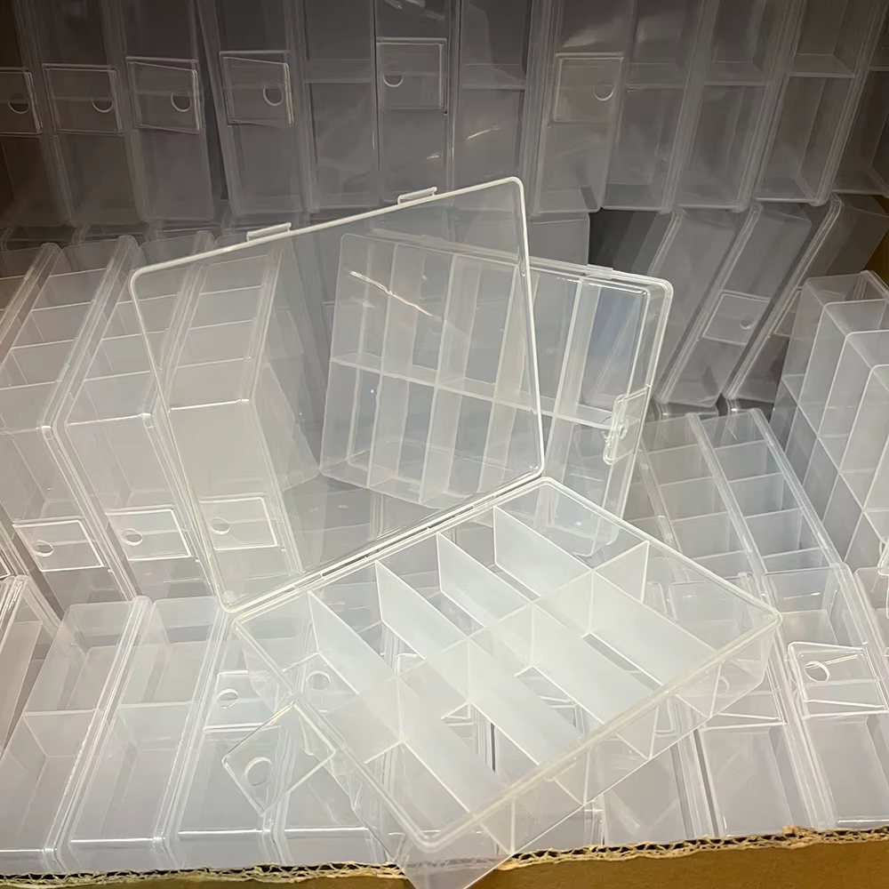 Boîte de rangement transparente vide pour feuilles d'ongles, 10 grilles, en plastique, pour bijoux,