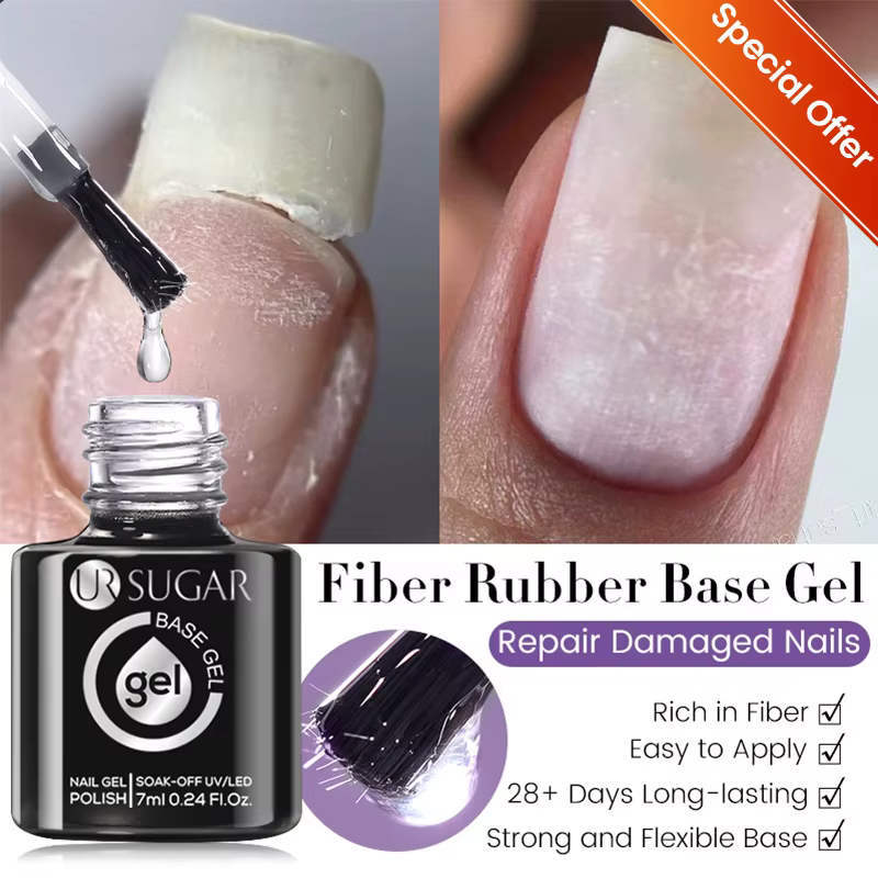 UR SUGAR – Gel de Base en Fiber de caoutchouc, 7ML, pour ongles cassés, fibre de verre réparée, tran