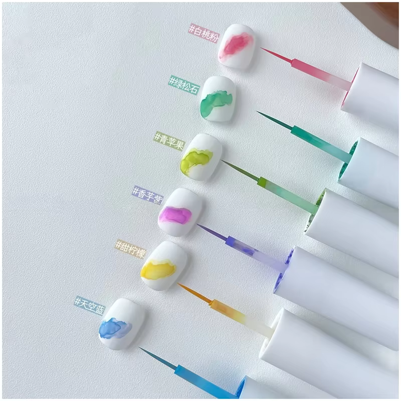 6 couleurs été crème glacée ongles dégradé fluide 6ml créatif bricolage conception ongles Gel peintu