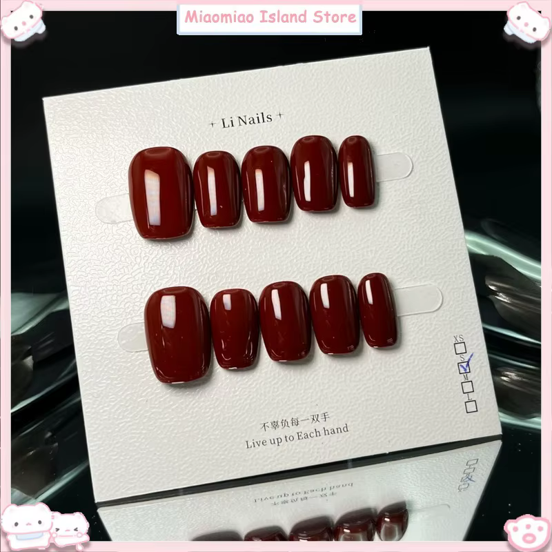 Vin rouge cerise pur fait à la main ongles portables de haute qualité monochromatique blanc améliora