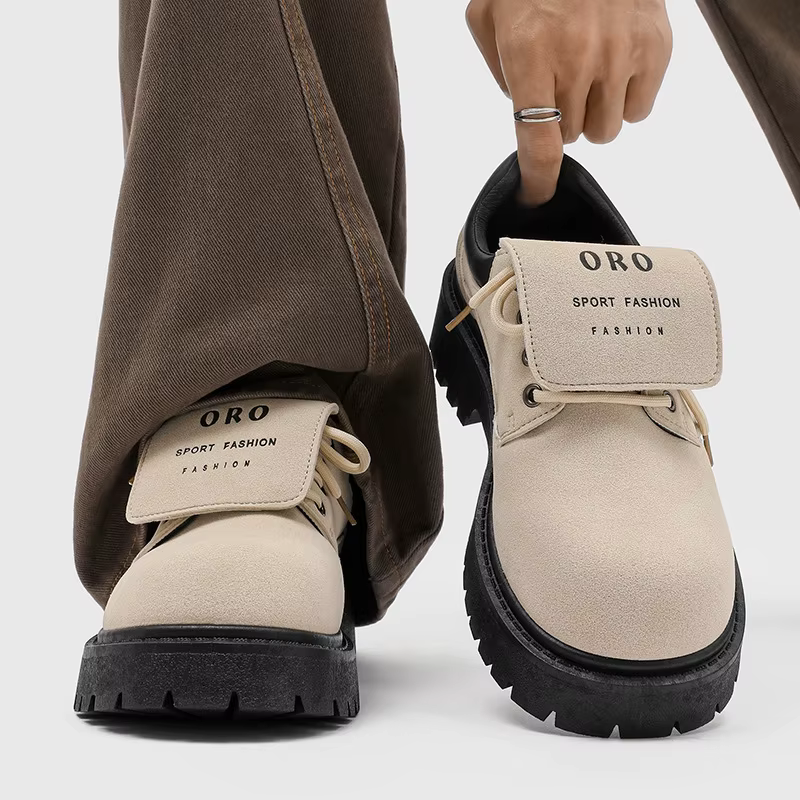 Bottes Derby pour hommes, chaussures basses de travail, semelle épaisse, cuir suédé, respirantes, co