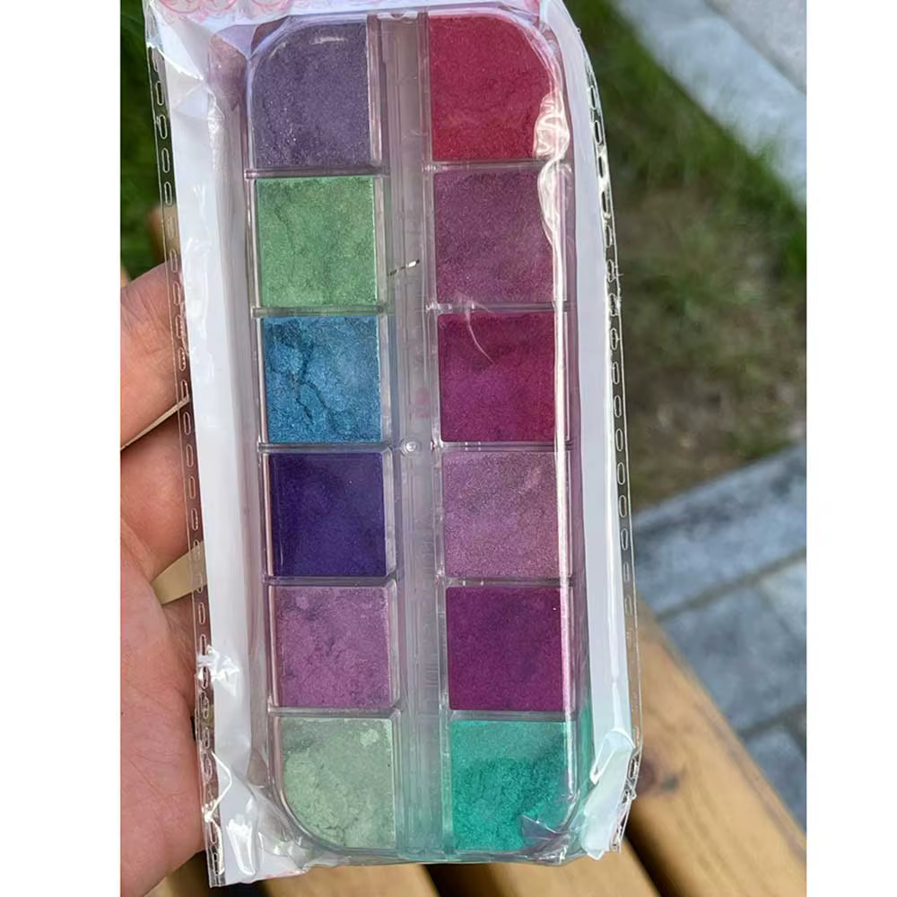 Poudre à ongles sirène effet miroir, 12 grilles, perle holographique, Pigment chromé, paillettes fin