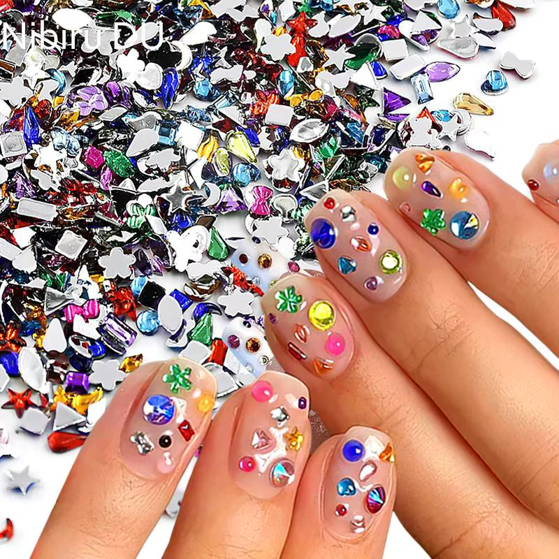 Mini strass colorés pour ongles, breloques pour Nail Art, étoile 3D, diamants, cristal, dos plat, ge