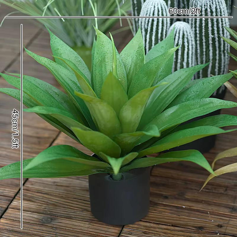 Plante succulente verte artificielle d'agave tropicale avec pot, ornements de balcon extérieur, déco