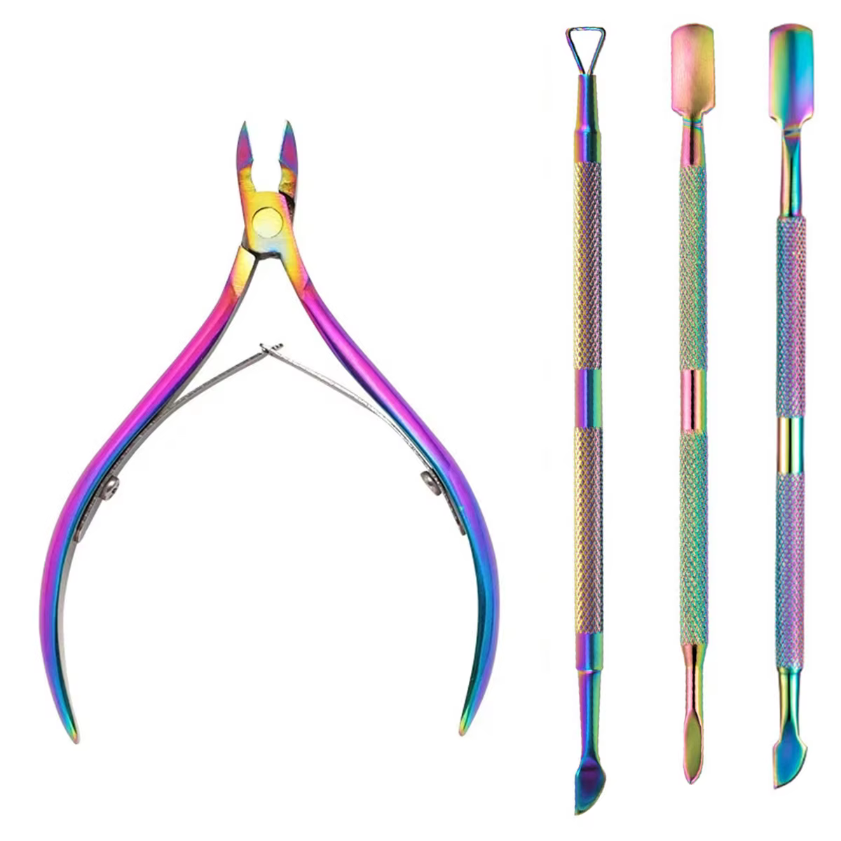 Coupe-ongles professionnel en acier inoxydable, ciseaux, pince multifonction, poussoir à cuticules, 