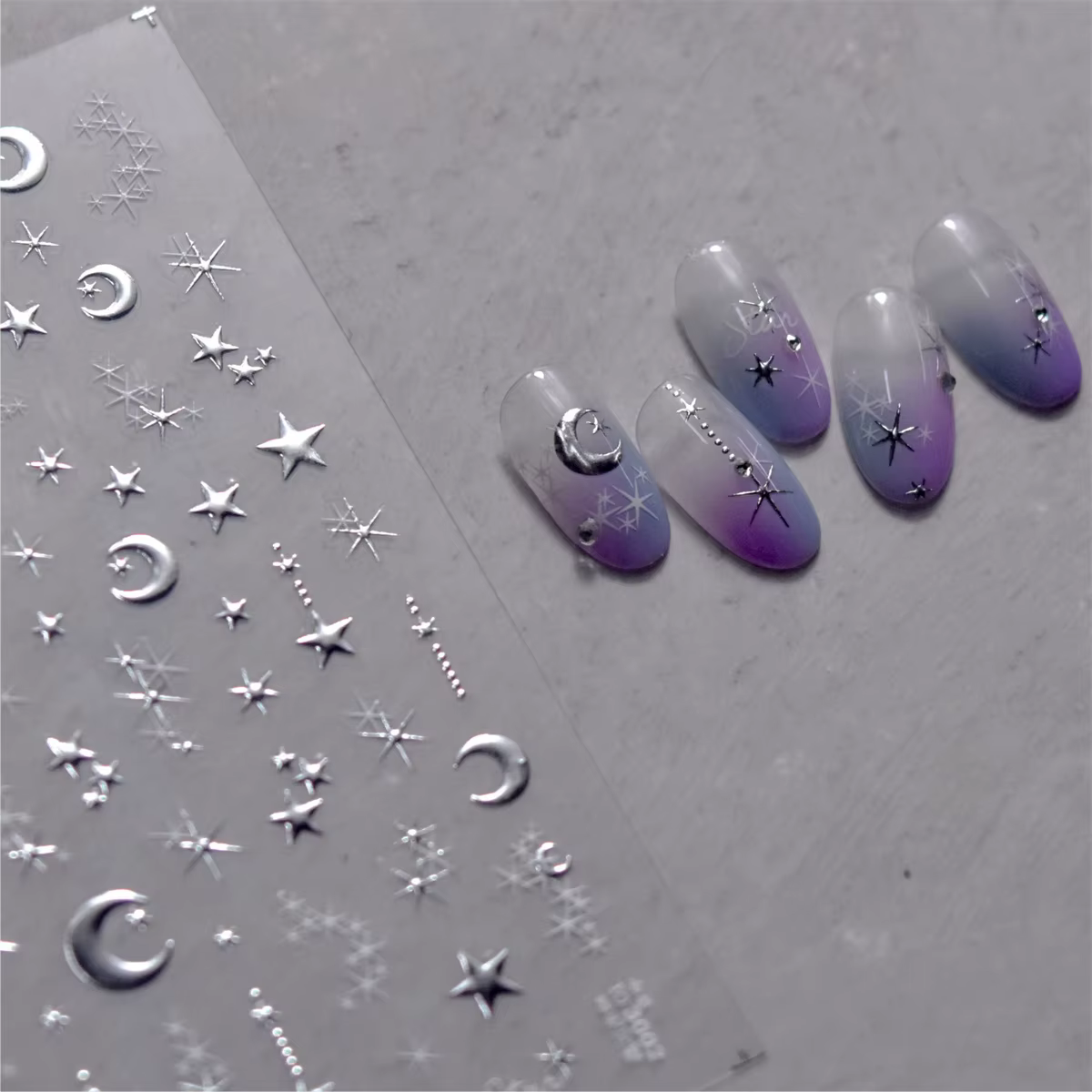 Autocollants pour ongles bronzants coréens 5D, 1 pièce, or japonais, argent, étoile, lune, luxe, déc