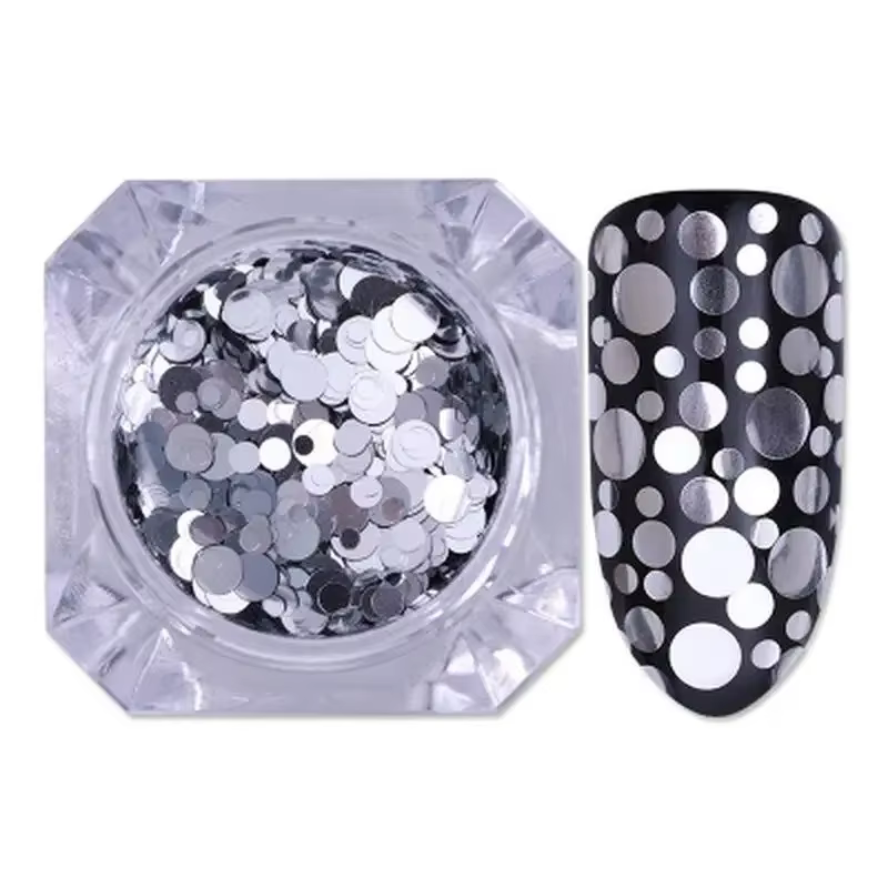 Paillettes pour ongles de taille mixte, paillettes holographiques argentées, losange rond coloré