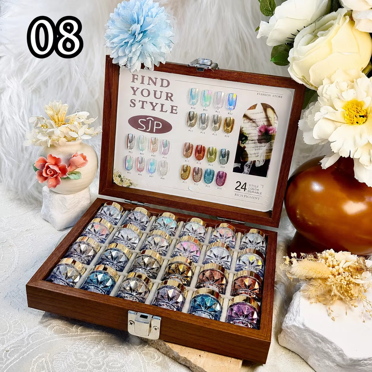 Ensemble de 24 couleurs pour nail art, kit de poudre miroir Moonlight, paillettes ultra-fines, coule