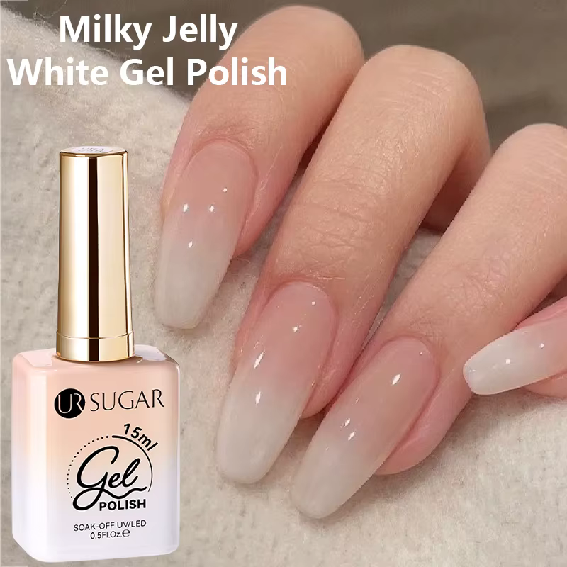 UR SUGAR 15ml Vernis à ongles gel blanc laiteux semi-transparent effet gelée, gel UV LED à retirer p
