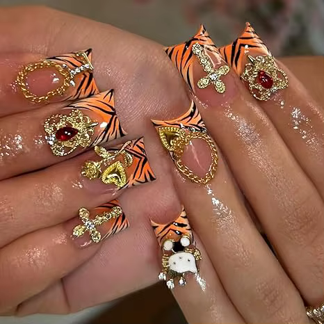 Ensemble de décoration artistique en or 3D Y2K, 48 pièces, breloques comprenant des strass en forme