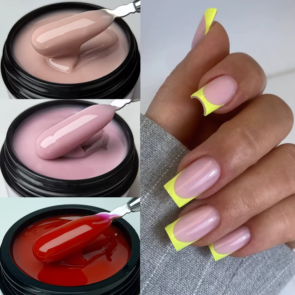 Jillnails Dusty Pink Nude Gel Nail Builder 50G Bourgogne Shimmer Builder Gel UV pour Extension d'ong
