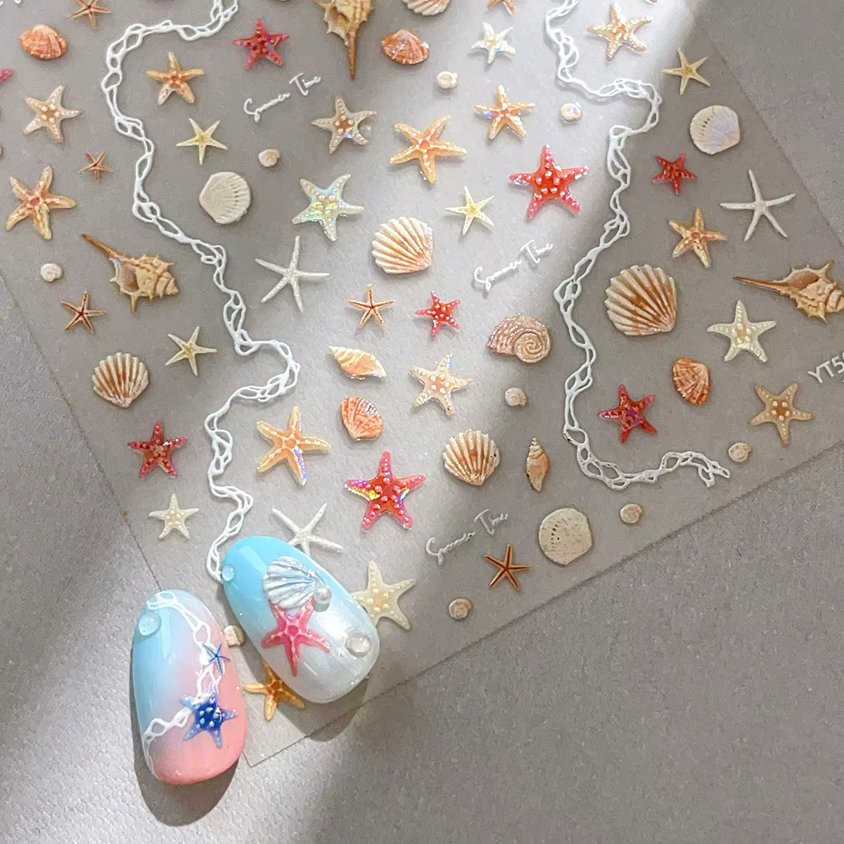 Autocollants pour ongles en forme d'étoile de mer, autocollants décoratifs en forme d'étoile de mer