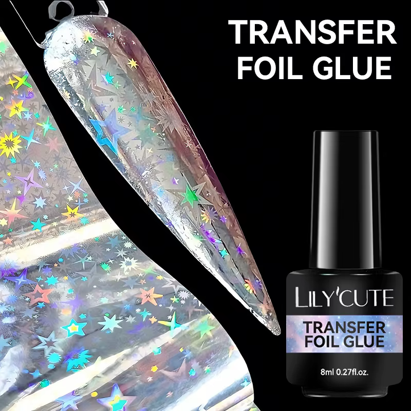 LILYCUTE 8ML feuille de transfert colle pour ongles étoilés vernis Semi-Permanant pour autocollant a