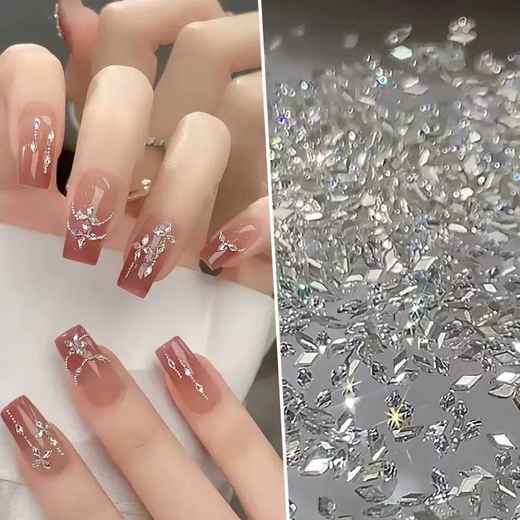 100 pièces Rotterdam kling Rhombus Zcomprend sur Nail Art Strass 1.5*3mm Mini Flatback Diamant Brcor
