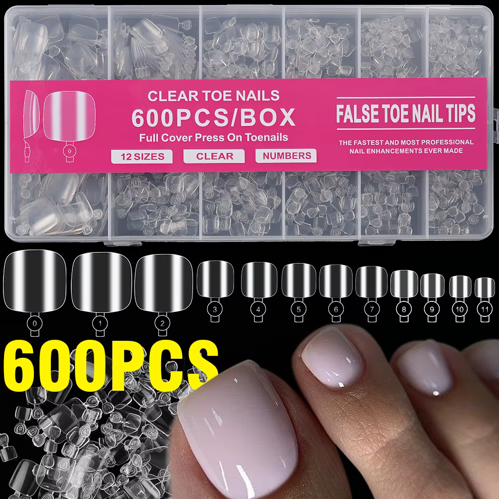 120/240/600 pièces pointes d'ongle en Gel souple clair faux ongles carrés courts artificiels couvert
