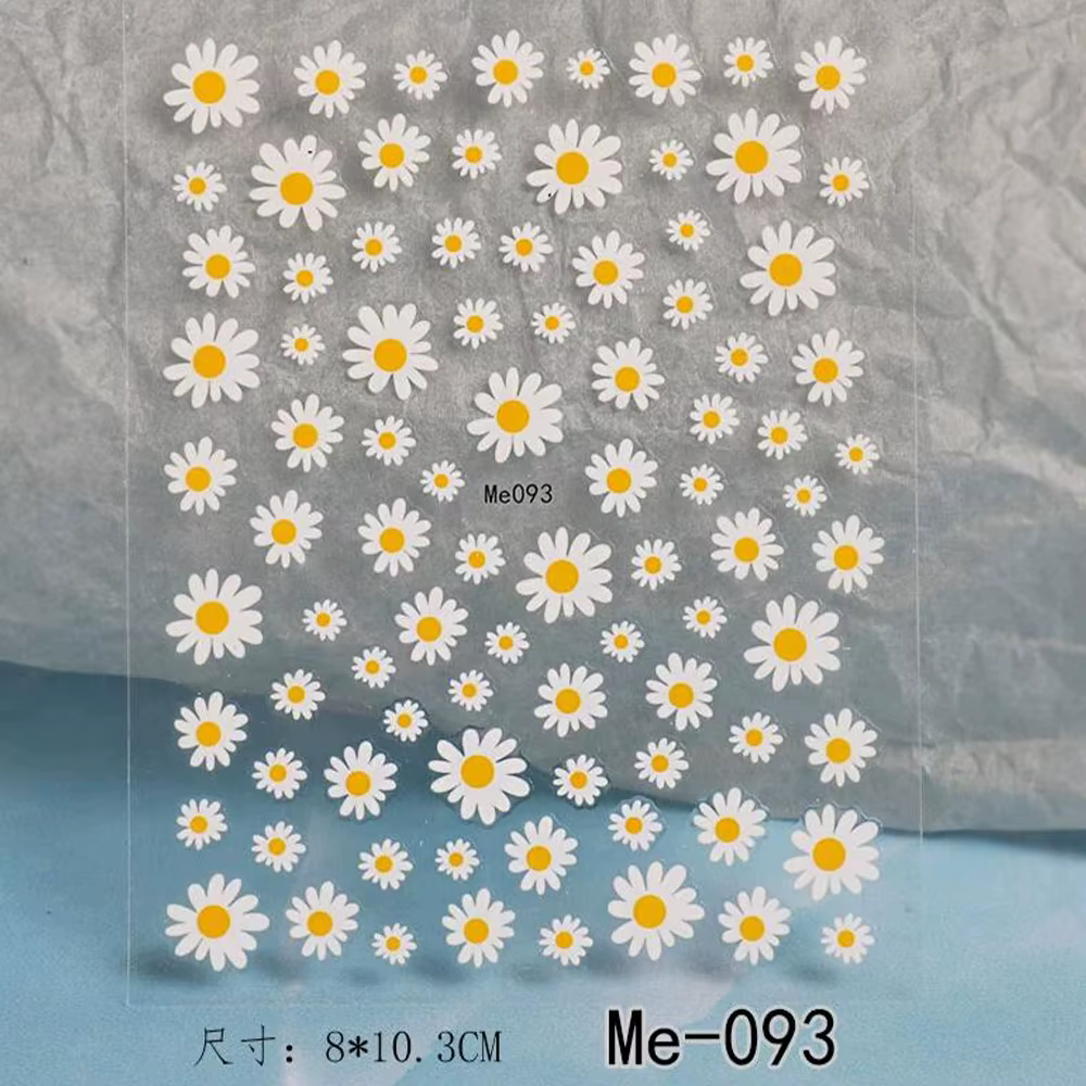 Autocollant pour ongles marguerite 3D, décalcomanies exquises, fleurs blanches, pétales de fleurs, a