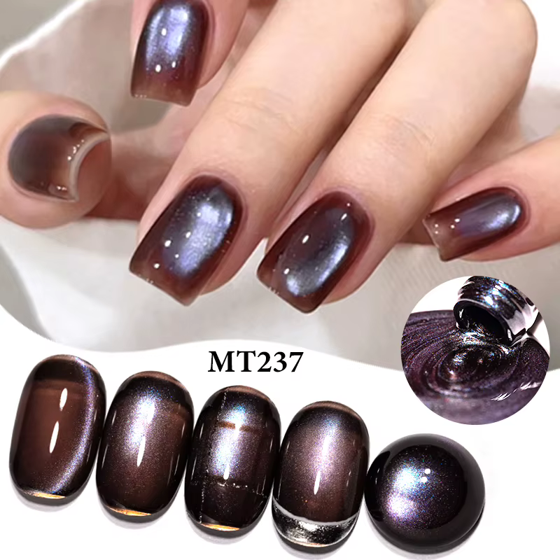 Vernis à ongles Gel magnétique chat bleu mystérieux, perles de verre, effet coloré, Ultra brillant, 
