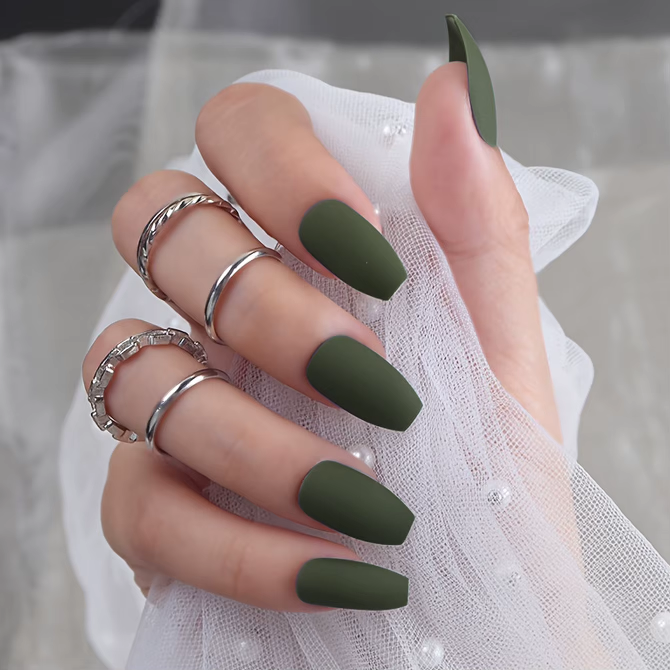 24 pièces - Faux ongles en forme de ballerine de couleur unie, violet, couvrance totale, simples et 