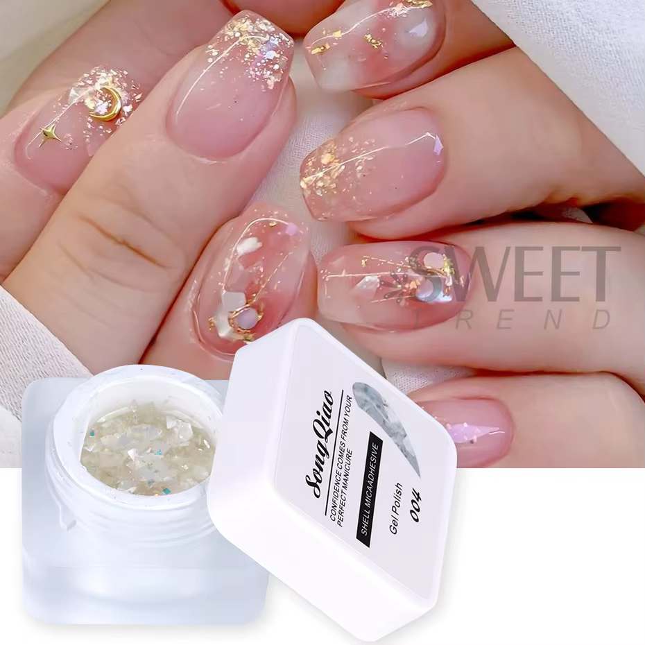 Vernis à ongles en forme de sirène, coquille scintillante, blanc scintillant, UV LED, brillant, laqu