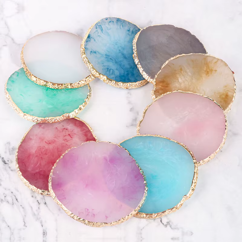 Palette ronde de couleur pour ongles, pierre d'agate en résine, vernis Gel, mélange de dessin, plaqu