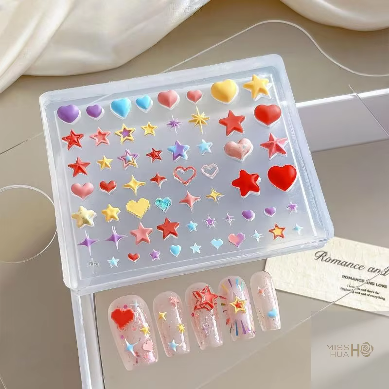 Moule 3D en Silicone pour Nail Art, pentagramme, cœur, étoile, modèle de manucure Transparent, brico
