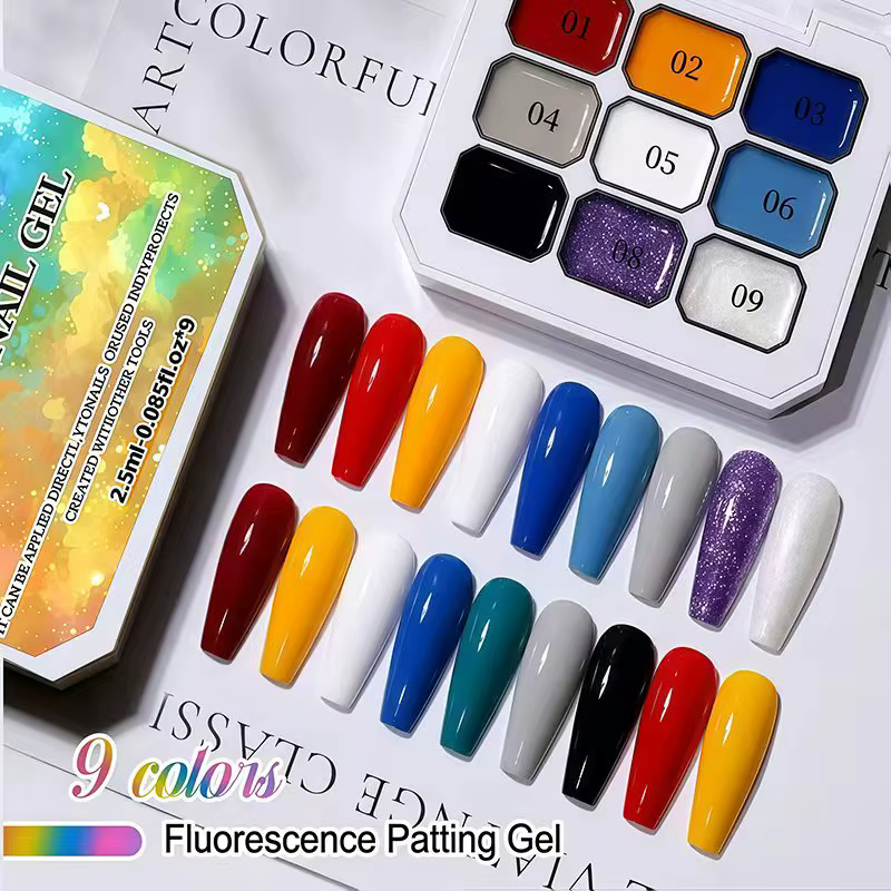 Gel solide dégradé bleu neuf couleurs pour nail art, gel UV, charme pour nail art DIY, adapté à tout