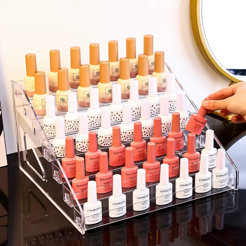 Présentoir de vernis à ongles à boucle acrylique multicouche, type échelle transparente, support de 