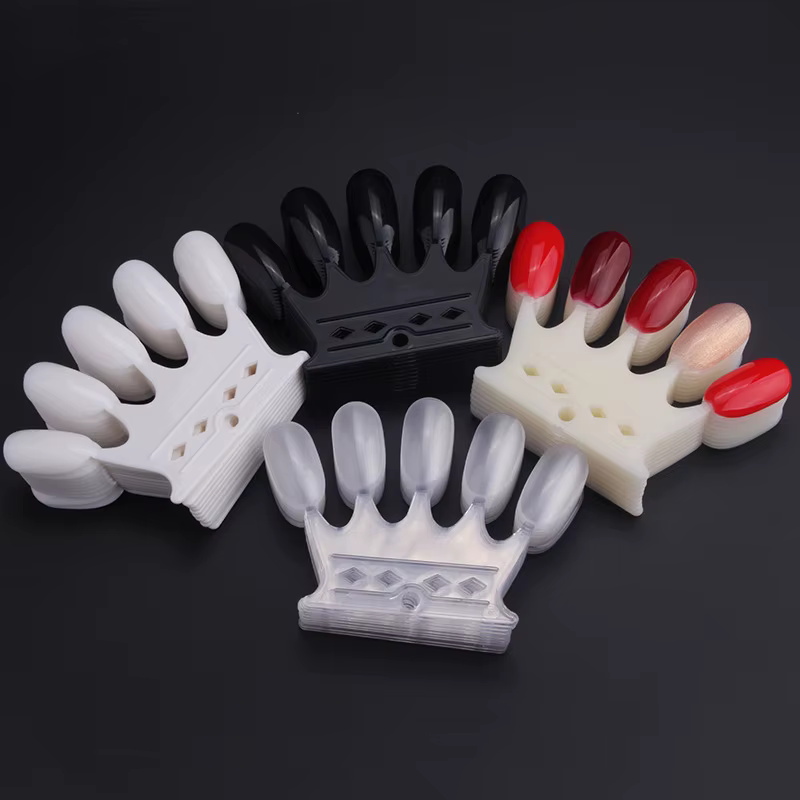 Présentoir de faux ongles en forme de couronne, carte de couleur naturelle claire, support de Gel po