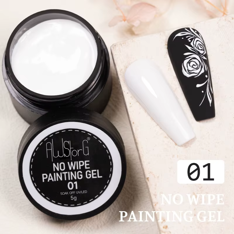 AWStorG 5g 4 en 1 sans lingette peinture Gel vernis pas fluide noir blanc couleur peinture Liner Nai