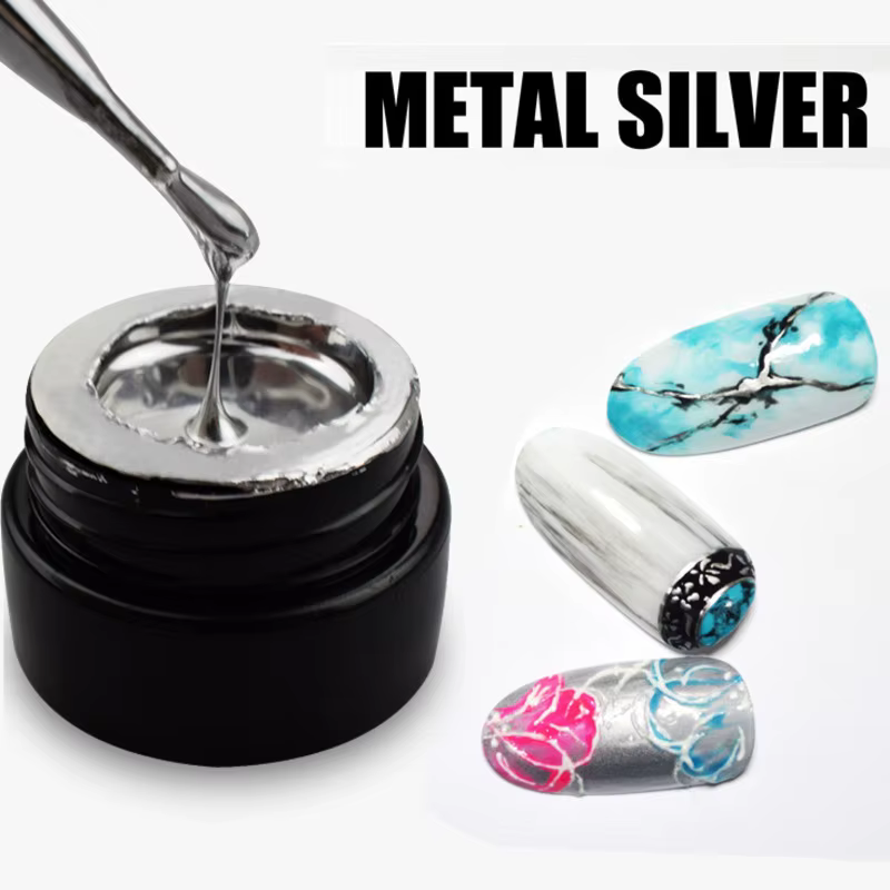 VINtenstein-Verhéritage à Ongles en Gel Argenté, Miroir D.lique, Floraison, Bulle Magique, Nail Art,