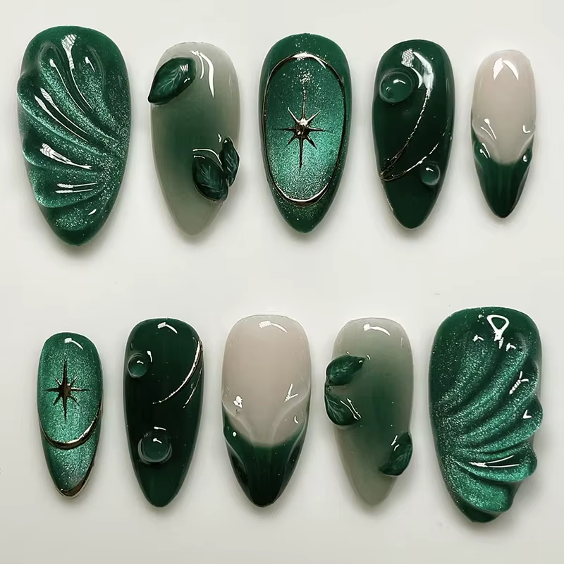 24 pièces rose amande presse sur ongles motif de fleur faux ongles portable ongles à coller faux ong