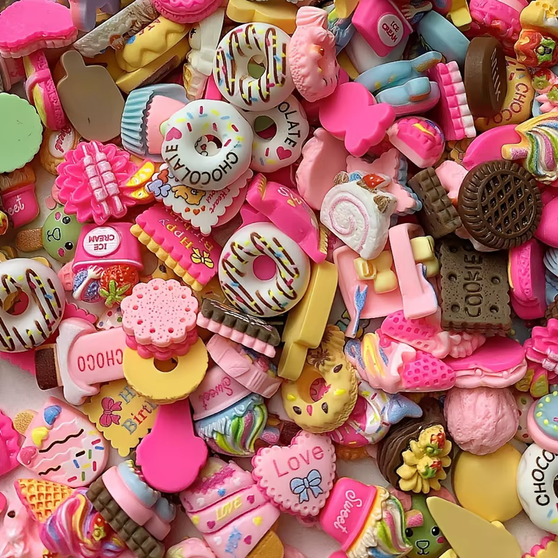20 pièces/sac Style mixte résine bonbons Biscuit nourriture Nail Art coque de téléphone épingle à ch