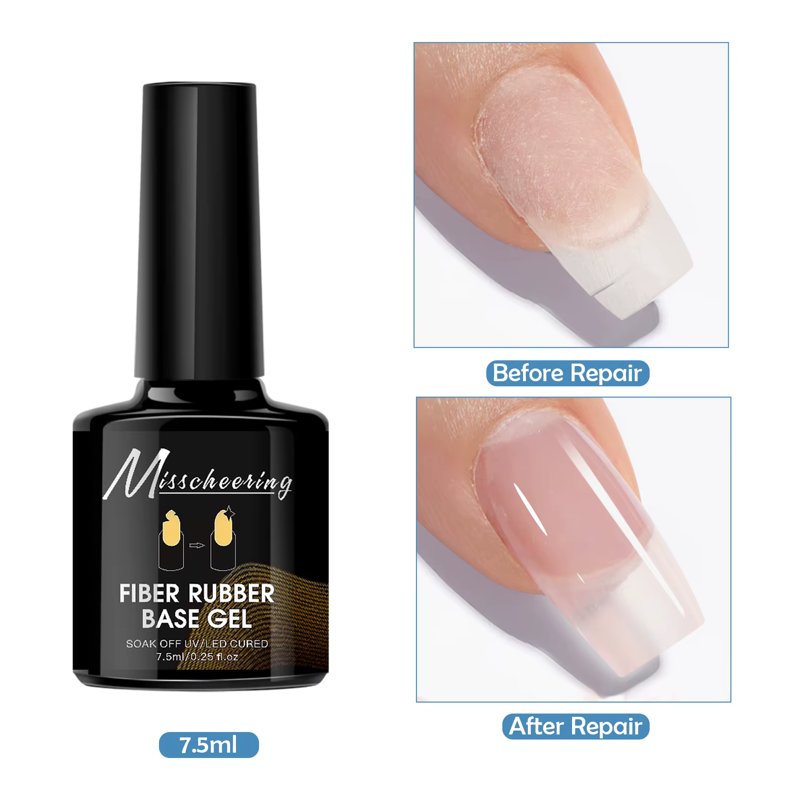 Vernis à ongles Gel à Base de caoutchouc et Fiber de verre, 15ML, pour ongles cassés, soin réparé, c