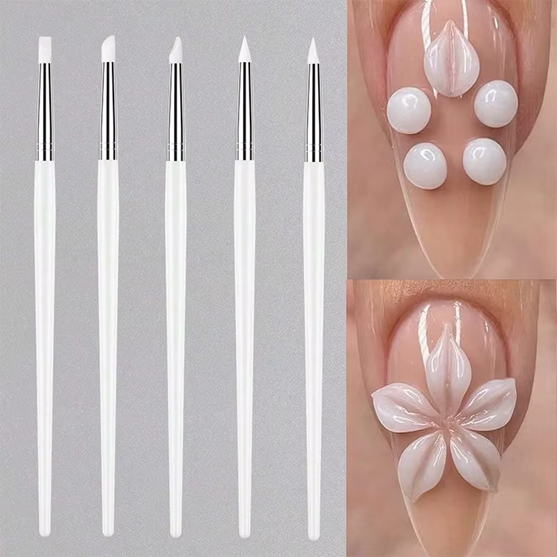 Brosse à ongles en Silicone, pointe de vernis Gel UV, Image 3D, bricolage, pointes, stylo, outils de