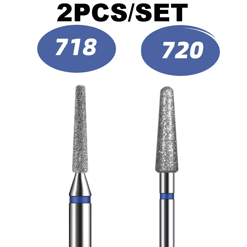 718 720 forets à ongles diamantés, kit de forets à moteur pour ongles à cuticules
