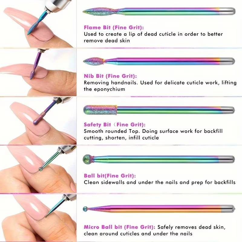 Jeu de forets à ongles professionnels en céramique, lime à ongles électrique pour manucure, pour ong