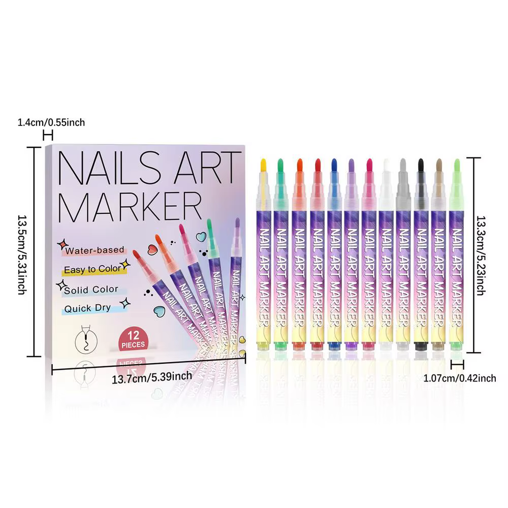 12 pièces Nail Arts dessin Graffiti vernis à ongles imperméable peinture Liner stylo bricolage 3D li