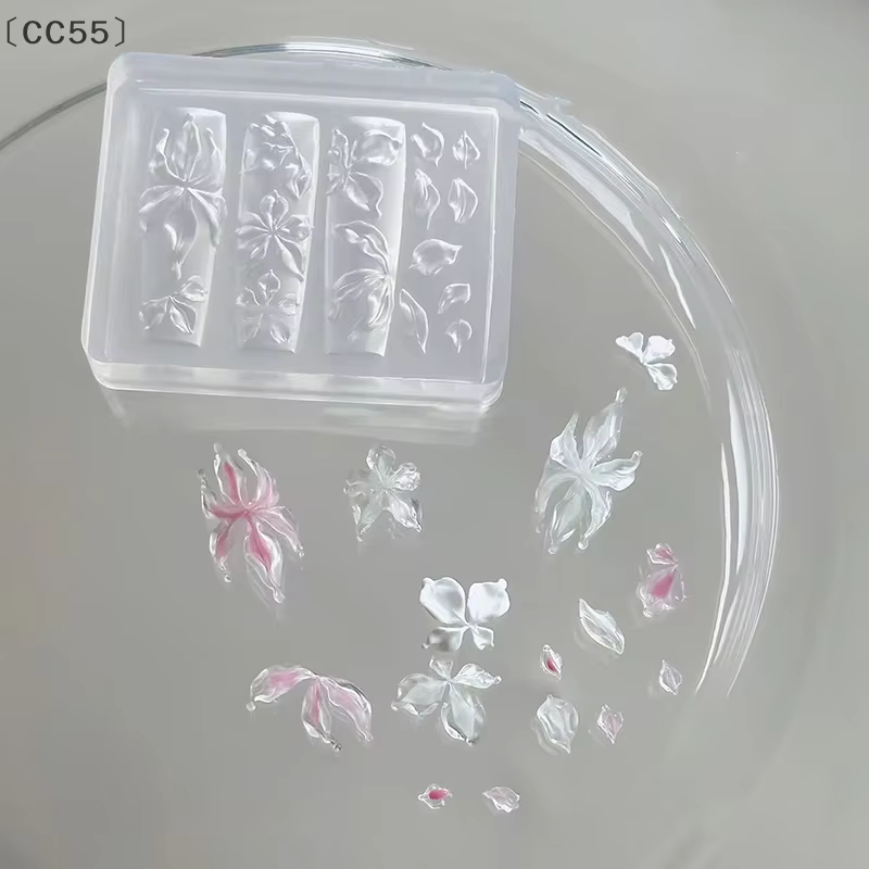 maveraCC55 Fiore de lys coquille de mer conque corail étoile de mer 3D acrylique moule à ongles déco