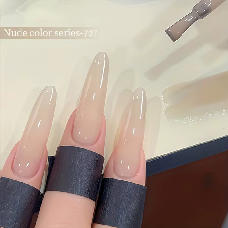 Vernis à ongles gel effet gelée populaire, nouveaux styles 2026 : transparent glacé, nude et rose, g