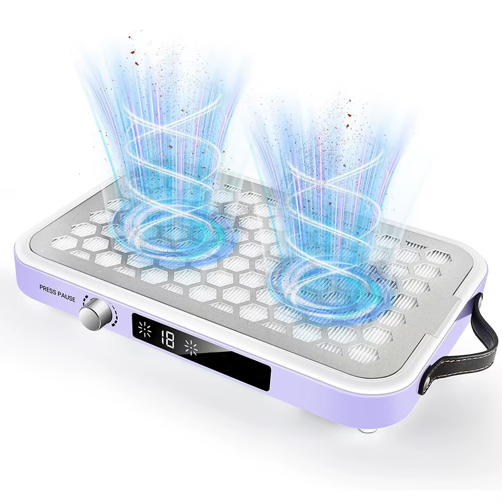 Aspirateur collecteur de poussière pour ongles, avec double ventilateurs Turbo sans balais, affichag