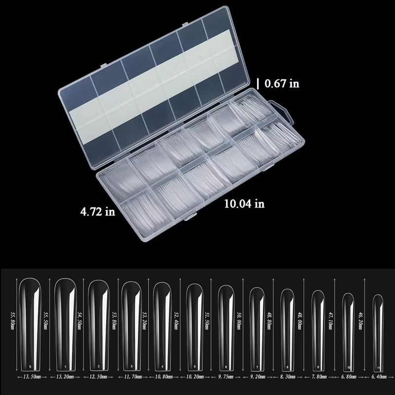 Extra Long carré couverture complète ongles conseils 240 pièces clair couverture complète faux ongle