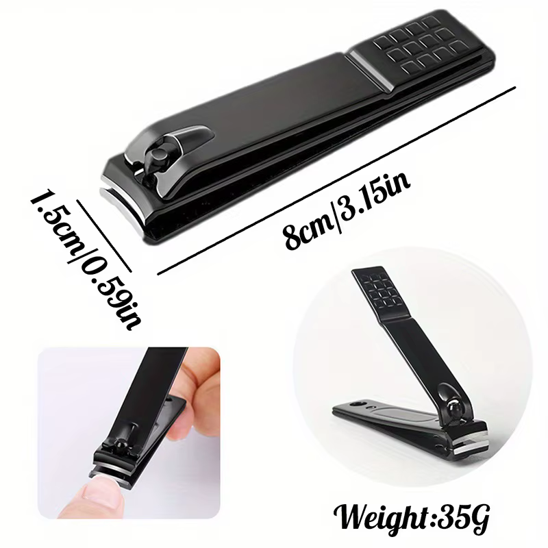 Coupe-ongles noir en acier inoxydable, 4 pièces, avec lime en verre nano, ensemble d'outils de manuc