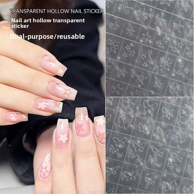 Pochoirs autocollants papillon ajourés pour Nail Art, 5 pièces, Design peint par pulvérisation, modè