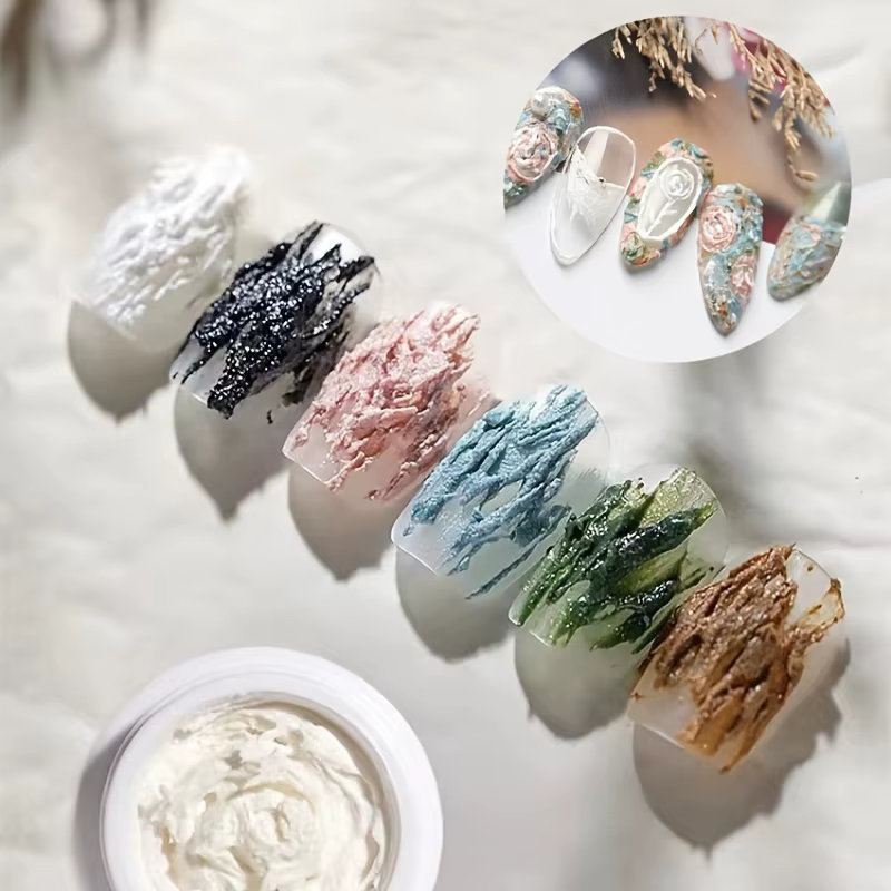 6 couleurs Gel Nail Art plâtre effet 3D sable Texture pas besoin couche de finition Gel vernis UV ve
