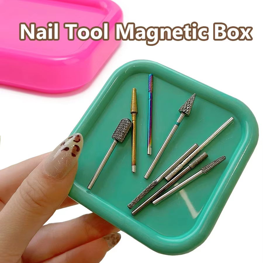 Organisateur d'outils magnétiques pour ongles, plateau de rangement pour têtes de meulage des ongles