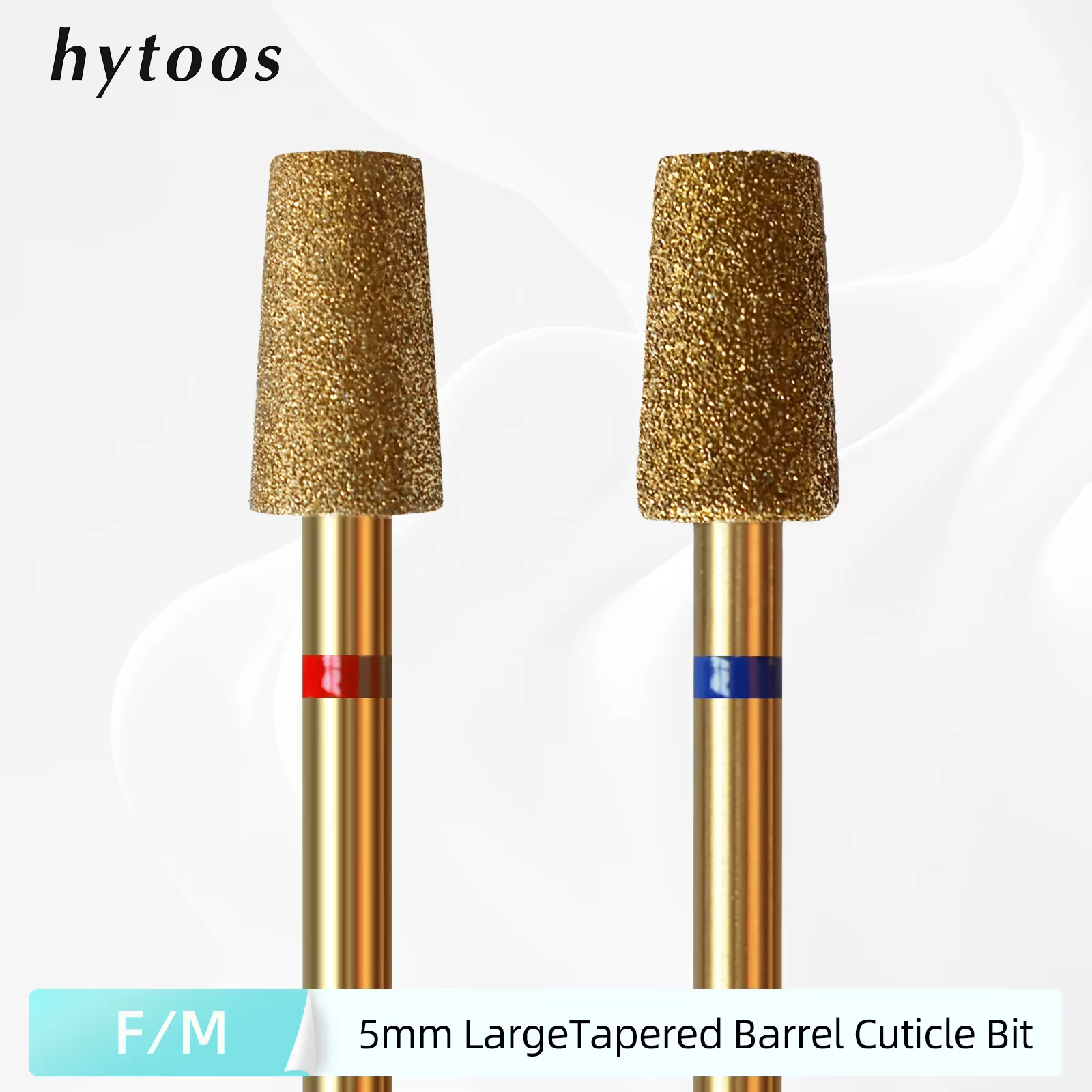 HYTOOS 5mm grand baril conique cuticule propre foret à ongles, titane russe diamant ongles Bits nett