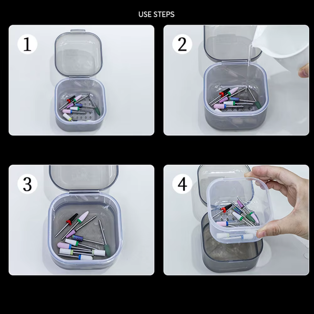 Boîte de nettoyage de forets pour Nail Art, désinfection Portable de 8cm, outils de forets, boîte de