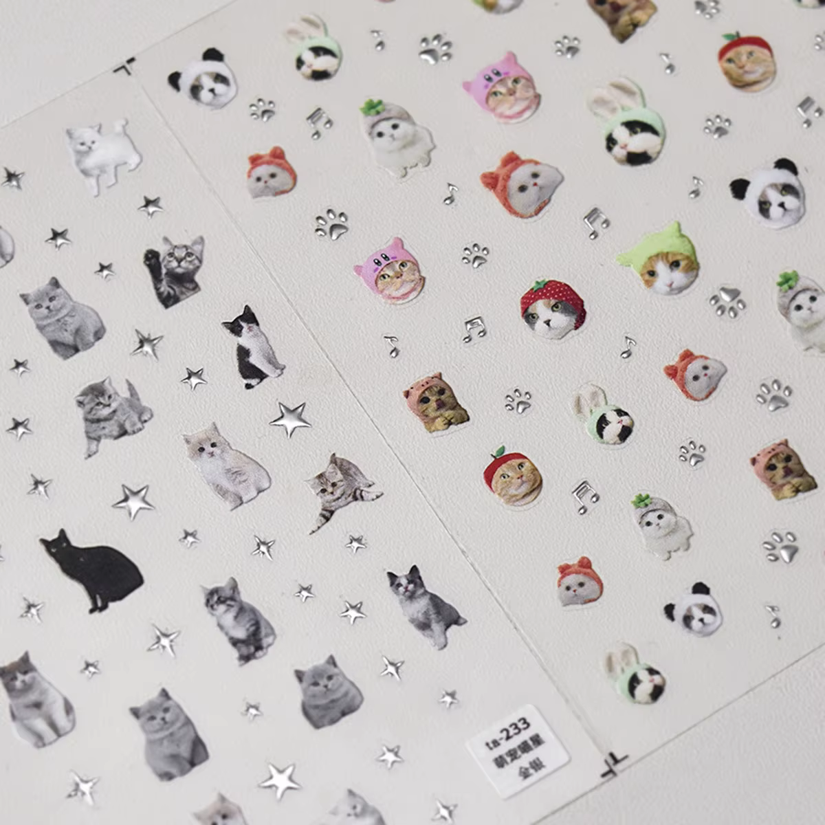 1 pièces 5D en relief mignon animal de compagnie manucure décalcomanie ongles dessin animé autocolla