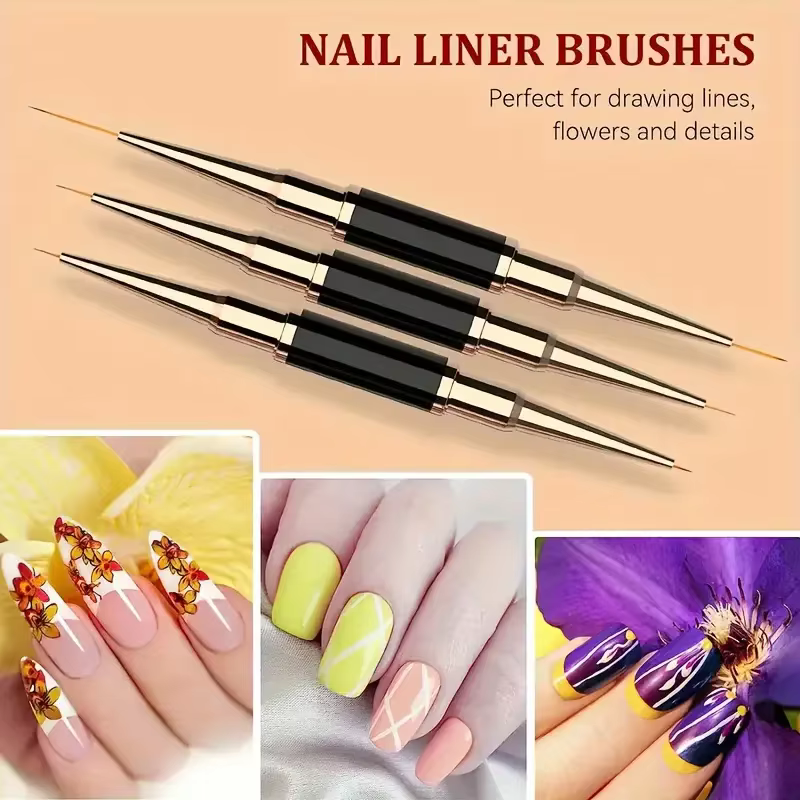 Ensemble de pinceaux professionnels pour Nail Art, 5 pièces, pinceaux à Double extrémité pour longue