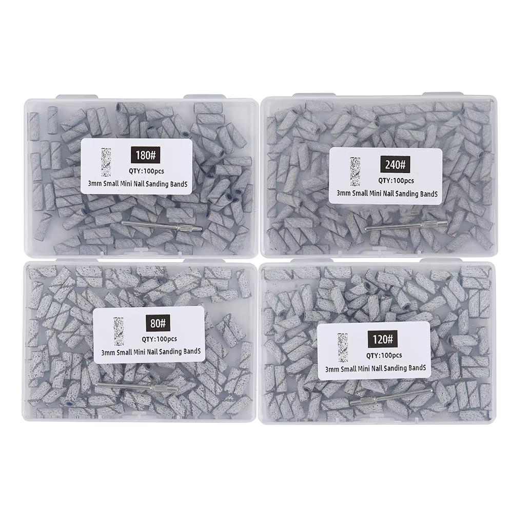 Bandes de ponçage des ongles de 3mm, grain 80/120/180/240, Mini foret à ongles électrique, accessoir